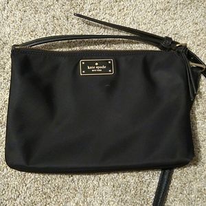 Kate Spade black, nylon, three section small bag.